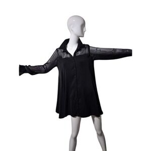 Gracia Whimsigoth Career Women's size Large Mesh Asymmetrical Mini‎ Shirt Dress